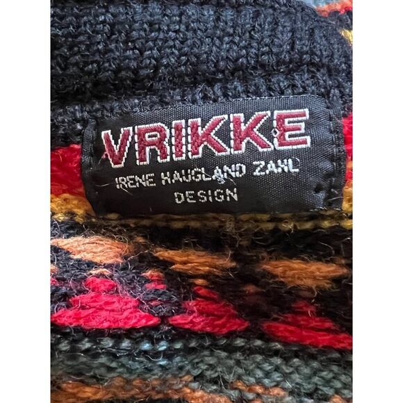 VRIKKE Cardigan Sweater Nowegian Wool Fair Isle Multicolor Oversized Irene Zahl - Picture 6 of 7